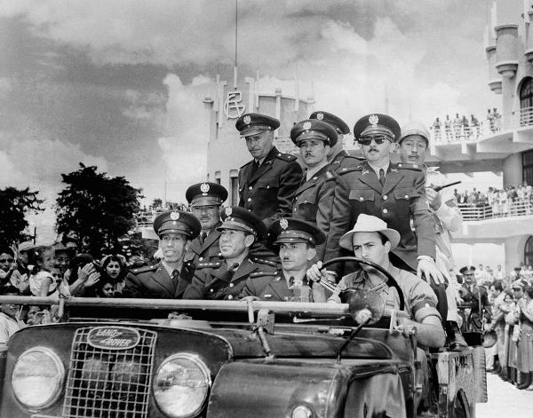 Guatemala: Junt members Monzon, Armas, drive into town after coup against Arbenz, September 1954.