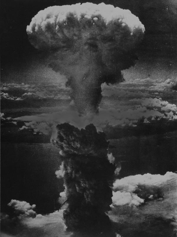 Mushroom cloud over Nagasaki, August 8, 1945.