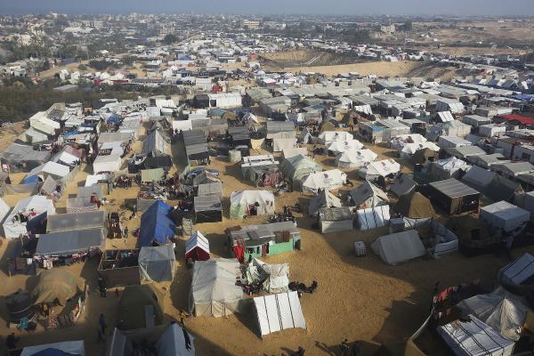 Make-shift refugee tent camp in Al Mawasi, Gaza, January 12, 2024.