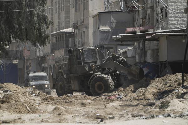 Israeli bulldozer in the streets of the West Bank, August 29, 2024.