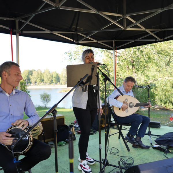 Mira Shatat at Rhymes of Resistance concert in Helsinki, Finland, August 31, 2024.