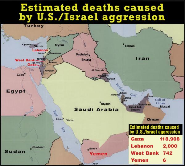 map middle east casualties caused by U.S./Israeli aggression 