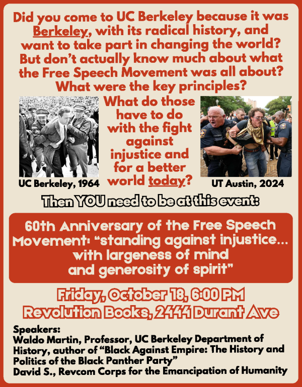 Poster for Free Speech Movement event at Berkeley Bookstore