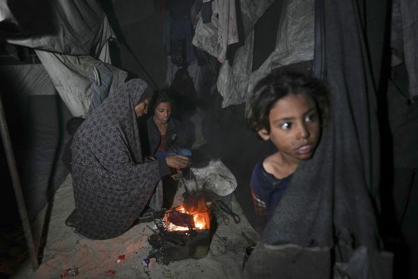 Family displaced from northern Gaza, in their tent  in Deir al-Balah. Gaza Strip, November 30, 2024.