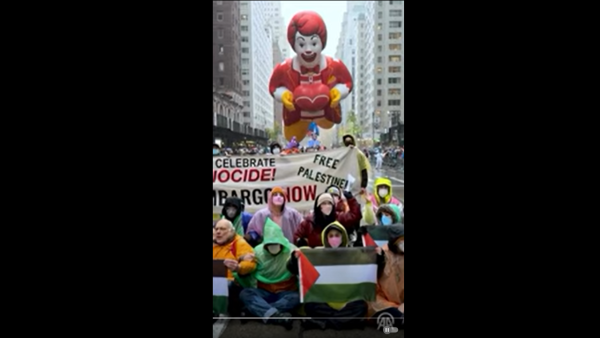 Pro-Palestinian protester disrupt Macy Thanksgiving Day Parade, Nov 28, 2024