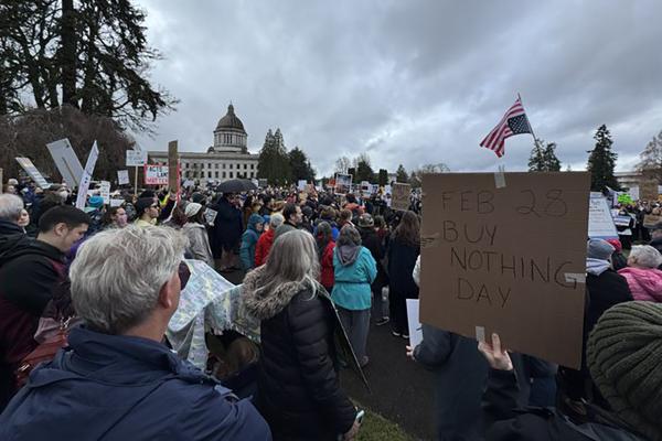 Olympia, Washington, 2,000 protest February 17, 2025.