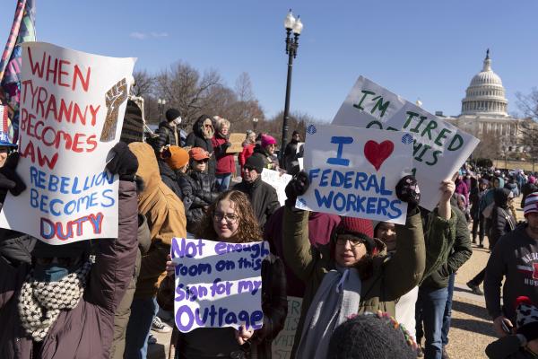 Washington, DC: Protest fascist trump in front of Capitol, February 17, 2025.