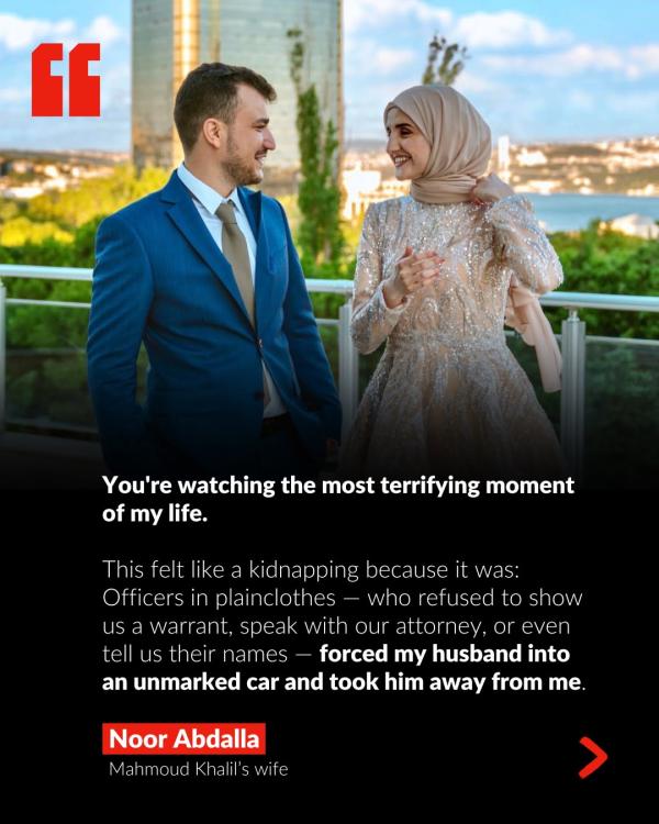 Instagram image of Mahmoud Khalil and Noor Abdalla.