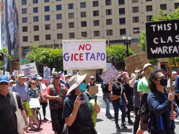 Sign at No Kings protest: "No Gicetapo"