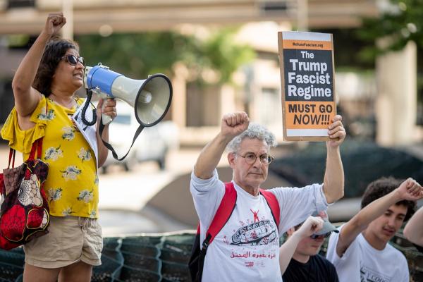 No Kings Protest in Houston. Coco Das speaks to crowd.
