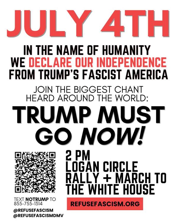 July 4 Refuse Fascism call to DC