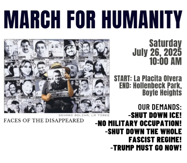 Graphic for Refuse Fascism July 26 LA protest