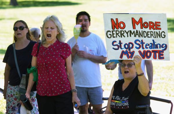 Protesting gerrymandering in Austin, Texas, July 24, 2025.