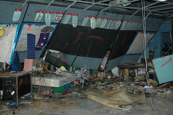 School room destroyed by Hurricane Katrina, New Orleans, September 1, 2005.