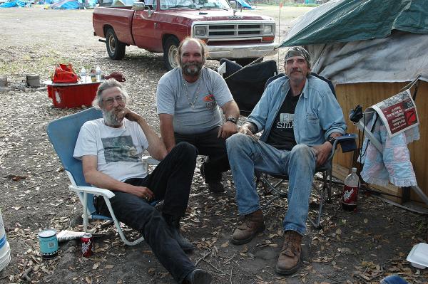 Victims of Hurricane Katrina camp out in New Orleans, September 1, 2005.