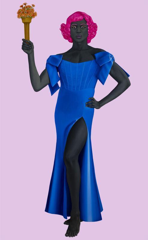 10-foot oil painting by Amy Sherald by Amy Sherald, Trans Forming Liberty.