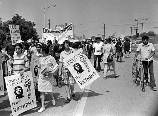Chicano Moratorium march against war in Vietnam, 1970.