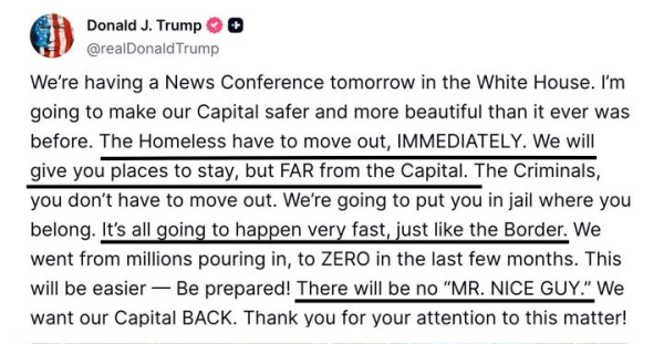 Trump's Truth Social Threat to Washington DC