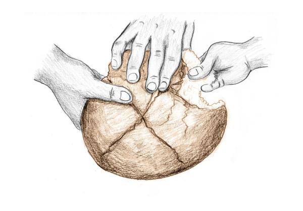 Amy Kurweil - Children of Gaza and Warsaw Ghetto breaking bread together in imagination