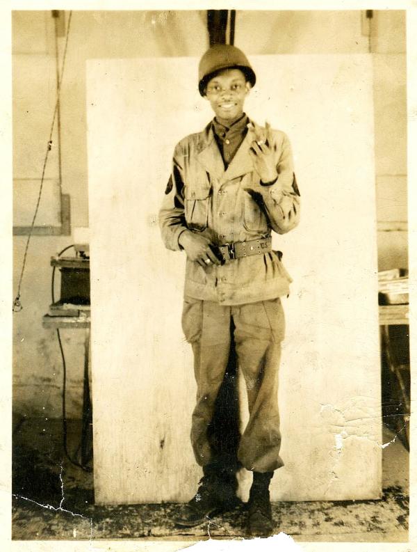 Rollins Edwards as a young soldier in 1945 at Clark Air Base in the Philippines.