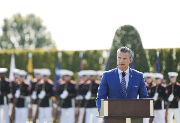 Hegseth speaks at Pentagon, September 19, 2025.