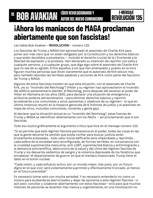 Bob Avakian Official Revolution 135 front