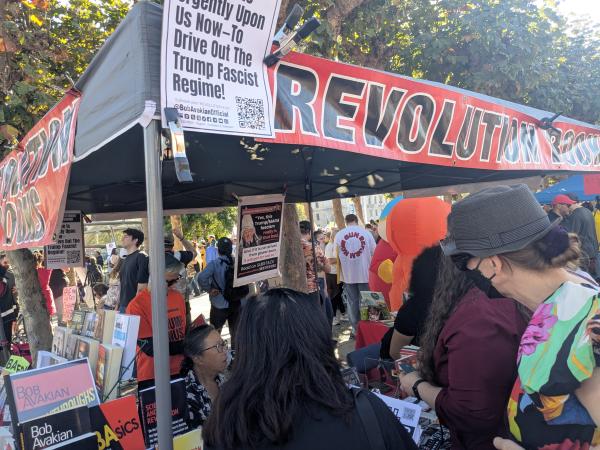 Revolution Books Booth at No Kings Protest in San Francisco