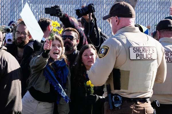 Protesters at ICE facility in Broadview, Illinois, October 24, 2025.