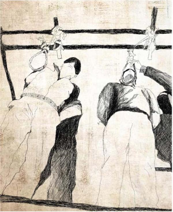 Illustration of hangings in Iran.
