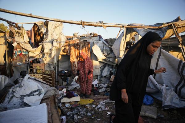 Destruction after Israeli army strike on refugee tent camp in Deir al-Balah, Gaza Strip, October 29, 2025.