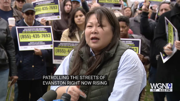 Residents of Evanston protest ICE activity in their community, November 1, 2025.