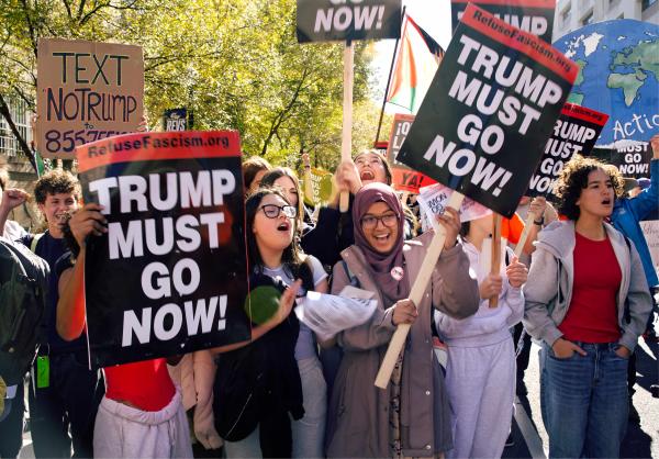 Students from George Washington High School join march to Georgetown, November 6, 2025.