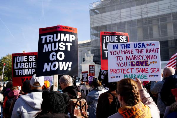 Protesters with TMGN signs at SCOTUS, November 7, 2025.