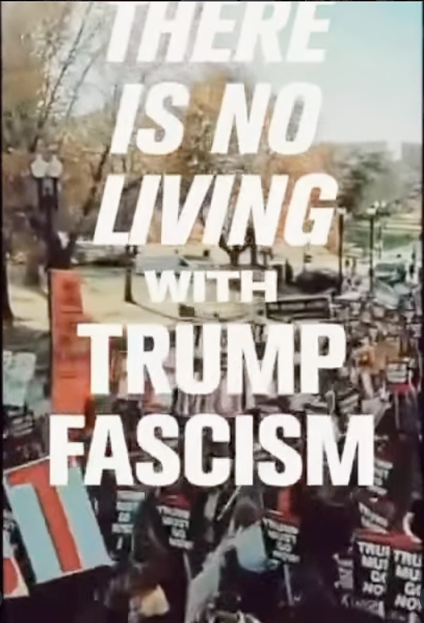 "THERE IS NO LIVING WITH TRUMP FASCISM" from refuse fascism IG.