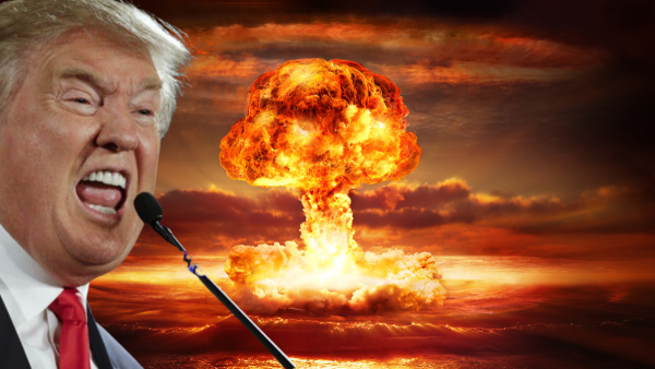 Trump, with nuclear blast