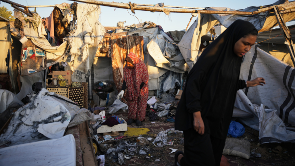 Destruction after Israeli army strike on refugee tent camp in Deir al-Balah, Gaza Strip, October 29, 2025.