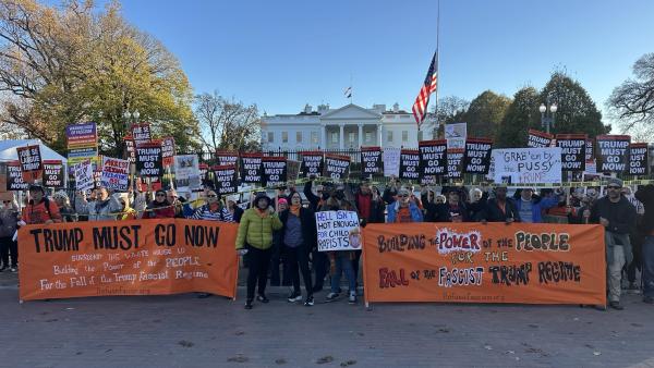 Refuse Fascism protest in front of White House, November 17, 2025.