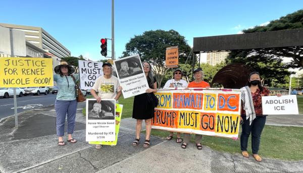 Honolulu protest against ICE murder, January 7, 2026.