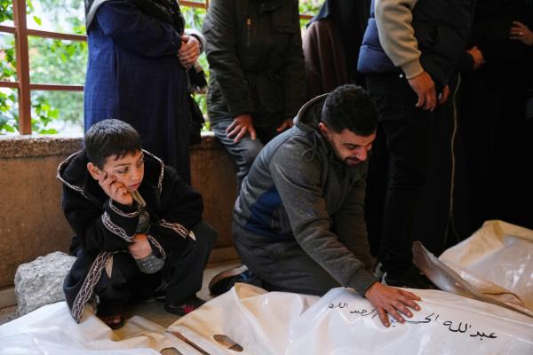 A Palestinian mourns his nephew killed on January 8 by Israeli airstrike.