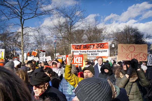 Crowd at ICE Out protest in New York City