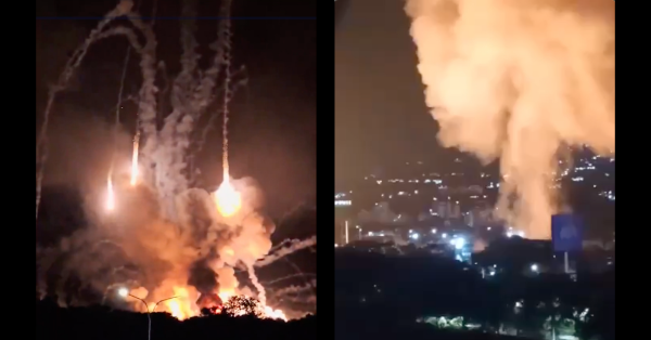 Screengrabs from videos of U.S. bombing of Caracas, Venezuela