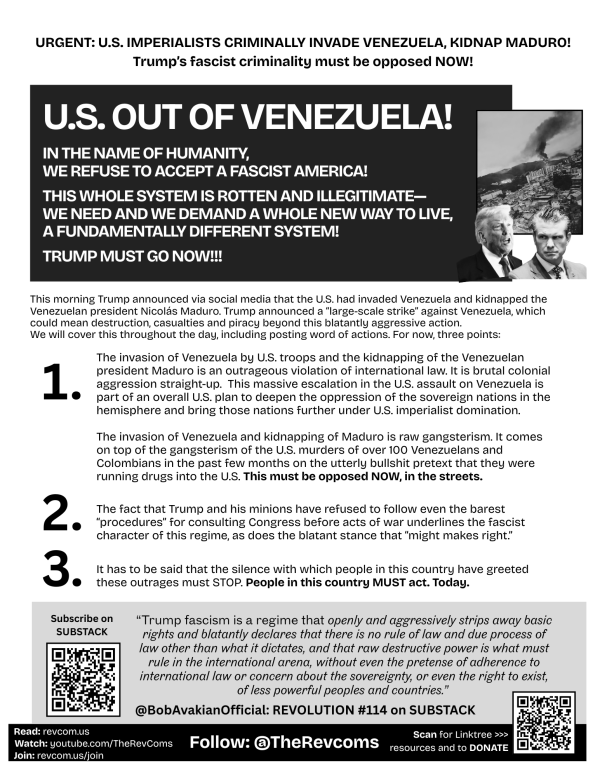 U.S. IMPERIALISTS CRIMINALLY INVADE VENEZUELA