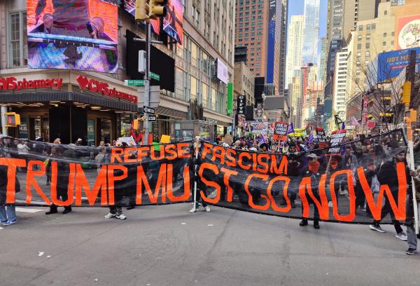 New York City, Refuse Fascism contingent on No Kings Day, March 28, 2026.