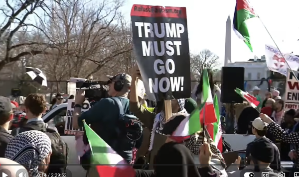 Refuse Fascism joins protest against war in Iran in Washington, DC, February 28, 2026.