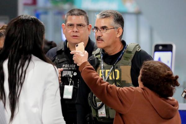 ICE agents at the George Bush Intercontinental Airport, March 23, 2026.