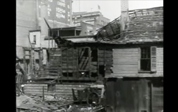 Charred ruins of homes from East St. Louis massacre, July 3, 1917.