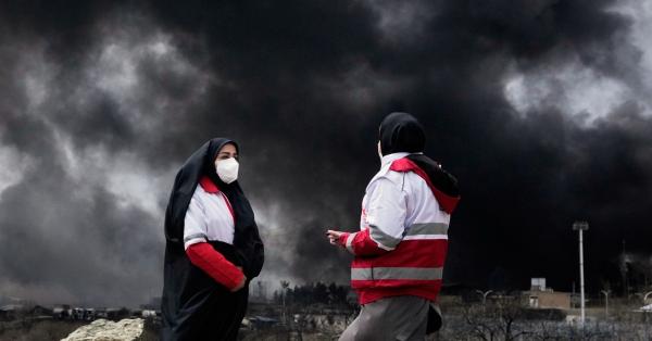 Smoke rises from a U.S.-Israeli strike on an oil factory in Tehran, Iran, March 8, 2026.