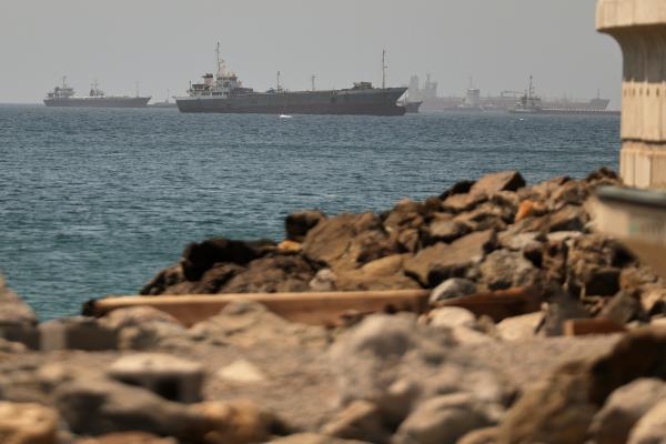 Vessels in Gulf of Oman, shipping route linking the Strait of Hormuz and the Arabian Sea