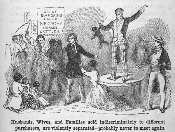 Slave auction, families separated, babies ripped from mothers.