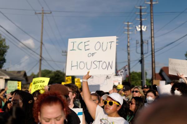 At a vigil for Lorenzo Salgado Araujo who was shot by ICE, July 8, 2026.
